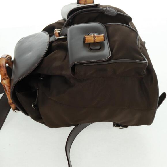 GUCCI Bamboo Backpack Nylon Brown Silver 003 2058 0016 5 Auth 161352 main image 9